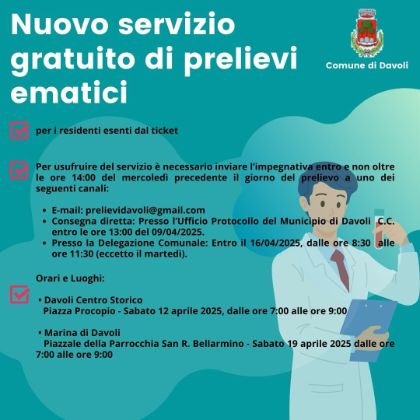 Avviso servizio prelievi ematici